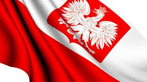 Flaga Polski z godłem i orłem w koronie